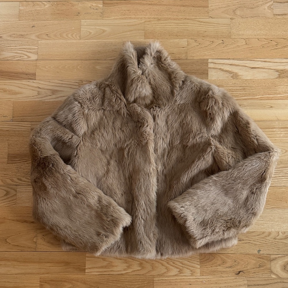 Rabbit fur coat camel small